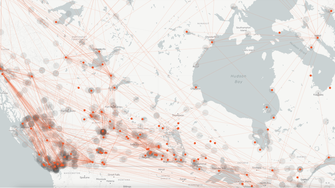 Map visualization from Visualizing Canada’s Indian Residential Schools